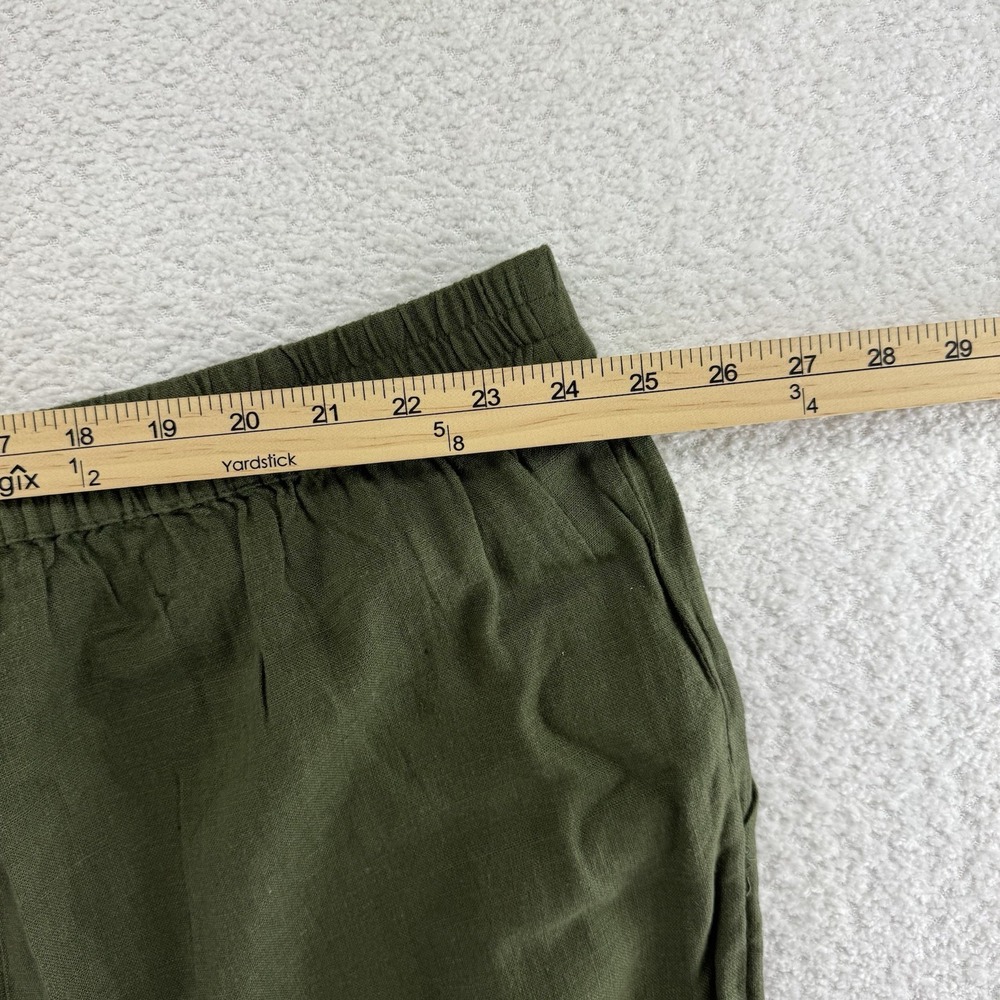 Susan Graver Regular Pure Easy Linen Utility Crop Pant Size 4x Olive Green - Picture 9 of 9